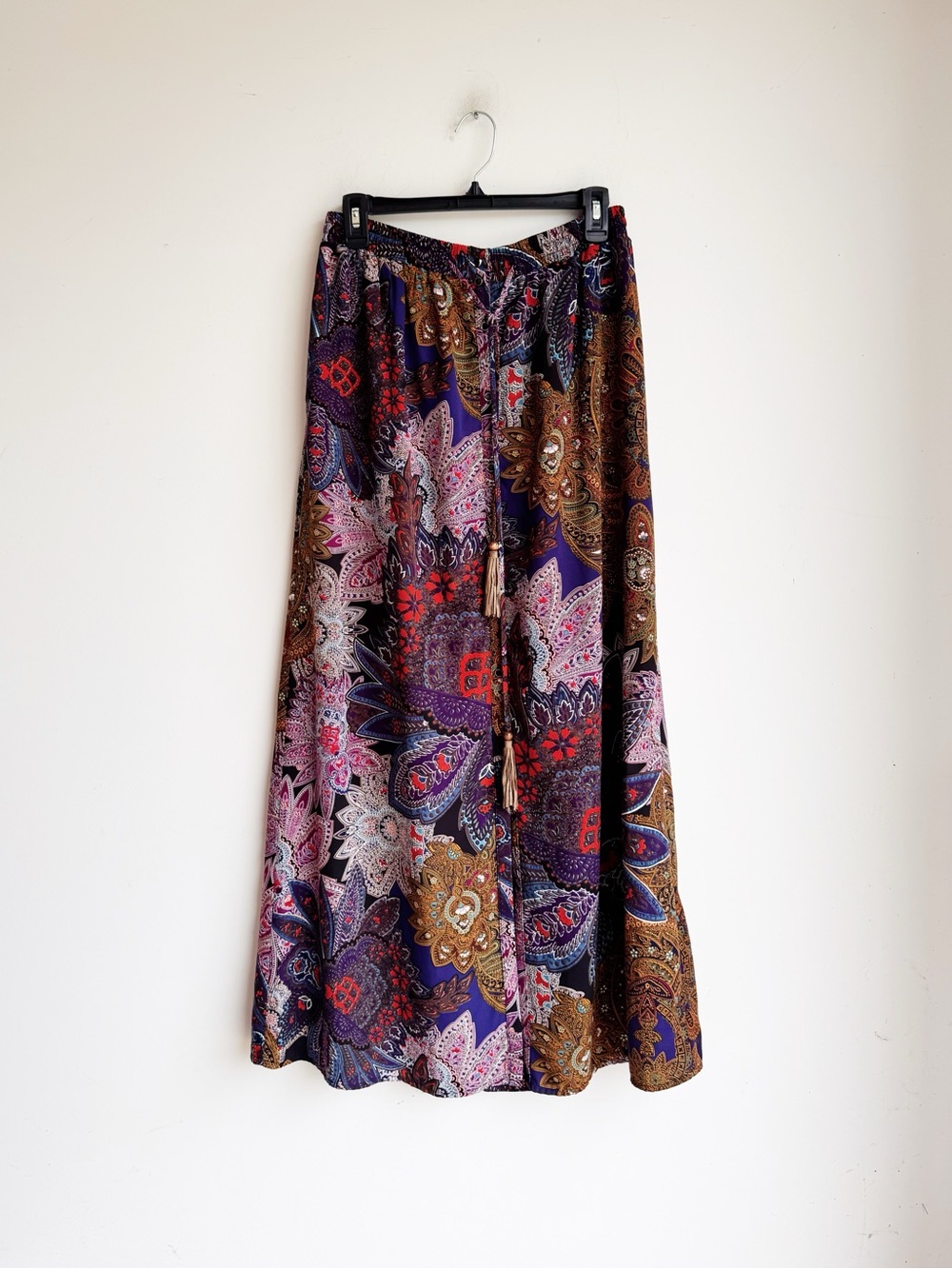 Vanessa Virginia Anthropologie Boho Paisley Maxi Skirt Tassel Button Front Mediu - Picture 8 of 8